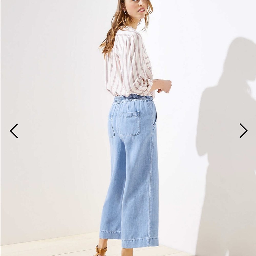 Ann Taylor LOFT drawstring linen pants wide leg - Picture 3 of 3